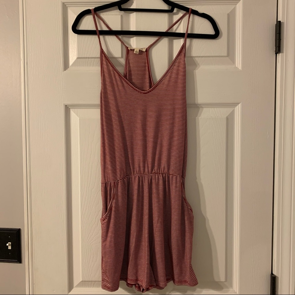 Red & White Striped Romper w/ Pockets! Never Worn